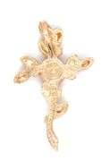 10kt Yellow and rose gold flower style cross pendant