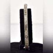 Marcasite Gemstone Hinged Bangle Bracelet in Sterling Silver.