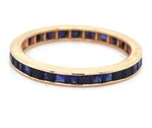 Vibrant 14K YG Baguette Sapphire Eternity Band