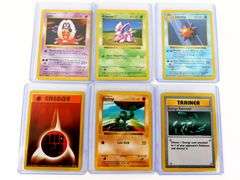 6 Pokémon 1999 Shadowless Trade Cards