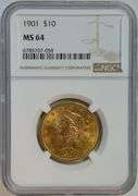Great eye appeal nearly Gem BU 1901 $10 Liberty Gold Piece. NGC MS64