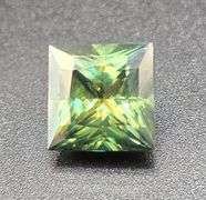 Huge 12 Ct Sparkling Forest Green Princess Cut Fire Moissanite Solitaire