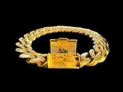 Huge 14 Kt Yellow Gold Plate Monogramed Initial " K" Curb Link Bracelet