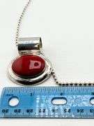 Mexican 925 Sterling Silver Large Oval Red Jasper With Silver Ball Chain