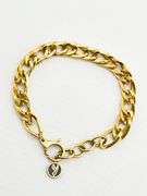 18KT Yellow Gold 9MM Double Curb Link Bracelet