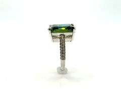 Stunning 145 Kt White Gold Plate Huge 9.5 Ct VVs1 Deep Forest Green Fire Moissanite Ring