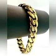 Sparkling 14 Kt Gold Plate 67.5 Gram Monogramed Initial "A" Curb Link Bracelet