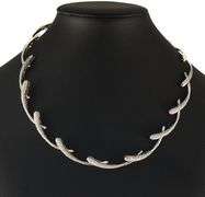 2.97ctw Pave Diamond Woven Loop Link Choker Necklace in 18K