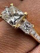14K Yellow Gold Rectangle Princess Cut Diamond Ring
