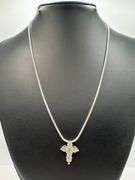 Sparkling 14 Kt White Ice Blue Gold Plated Moissanite Cross Pendant