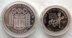 1992 U. S. Olympic two-Coins Proof Set with original box and COA