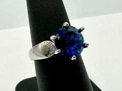 Beautiful 3.5 Ct Deep Midnight Blue Simulated VVs1 Diamond Ring