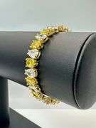 18 Kt Yellow Gold Plated Huge 32.5 Ctw Simulated Yellow Sapphire Tennis Bracelet