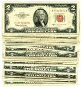 30 Assorted 1953 & 1963 Series $2 Red Seal Notes in varied circulated conditions