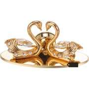 24K Gold-Plated Swans Table Clock