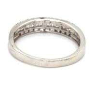 10kt White gold round brilliant cut and baguette diamond band