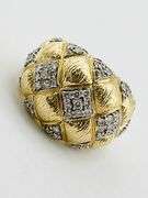 14KT Yellow Gold Quilted Dome Diamond Pave Ring