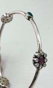 925 Sterling Silver Ruby And Emerald Accents Along The Bangle Bracelet