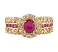 0.50ct Oval Ruby and 0.65ctw Diamond Frame Ring in 14K