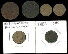 6 Different Early US Copper One Cent Coins