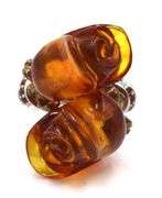 925 Sterling silver amber flower style ring, bangle and bracelet
