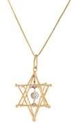 0.30ctw European Diamond Star of David Two Tone Pendant Necklace in 14K