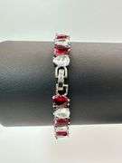 18 Kt White Gold Plated 32.5 Ctw Simulated Ruby Tennis Bracelet