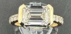14K Yellow Gold Emerald Cut Lab Diamond Ring of 3.66 Ct