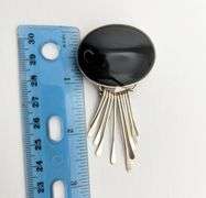 925 Sterling Silver Mexico Onyx Modernist Prndant Brooch With Dangle Bars Penndant