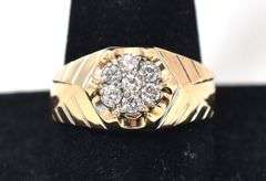 Stunning 14K Yellow Gold Diamond Men's Ring