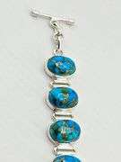 925 Sterling Silver Oval Turquoise Link Bracelet
