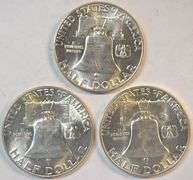 Choice BU 1948, 1948-D, & 1950-D Franklin Half Dollars. FBL's