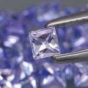 Glittering! Princess cut! 3.87ct UNTREATED Tanzanite set!!