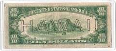 1934-A $10 Red Seal Federal Reserve Note Hawaii Overprint WWII Emergency Issue