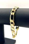 Sharp Italian 34.4 Gram 14 K Yellow Gold Plate Figaro Bracelet