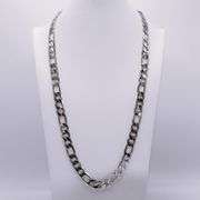 Huge 121.9 Grams .925 Sterling Silver Plated Italian Figaro Chain Link Necklace