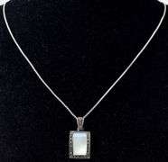 Mother of Pearl and Marcasite Gemstone Pendant necklace in Sterling Silver