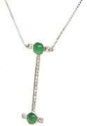 14kt White gold and platinum Jade pendant on chain