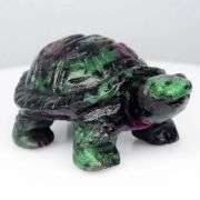 Deep color in this adorable 110.30ct Ruby in Zoisite Turtle