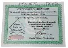 Ted Williams Signed Framed Boston Red Sox Hit List Photo Green Diamond