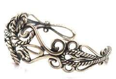 925 Sterling Silver Vintage Carolyn Pollack Scroll Rope Cuff bracelet