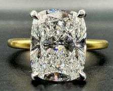18K Two-Tone Cushion Cut Lab Diamond Ring of 4.13ct
