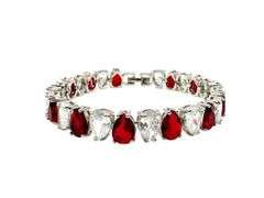 18 Kt White Gold Plated 32.5 Ctw Simulated Ruby Tennis Bracelet
