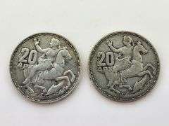 (2) 1960 Greece 20 Drachmai, Circulated