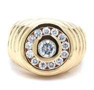 14kt Yellow gold 0.65ctw bezel set diamond halo Signet ring
