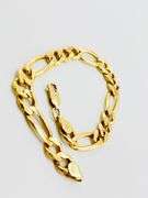 14KT Yellow Gold Flat Solid Figaro Chain Bracelet