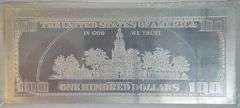 4 Troy Oz pure .999 fine silver $100 facsimile bar in plastic dated 2009