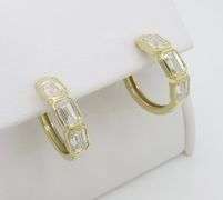 Chic Bezel Set Emerald Cut Diamond Hoops in 14k