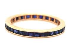 Vibrant 14K YG Baguette Sapphire Eternity Band