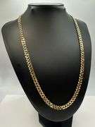 Sharp 14 Kt. Yellow Gold Plated 41.6 Gram Cuban Link Chain Necklace.